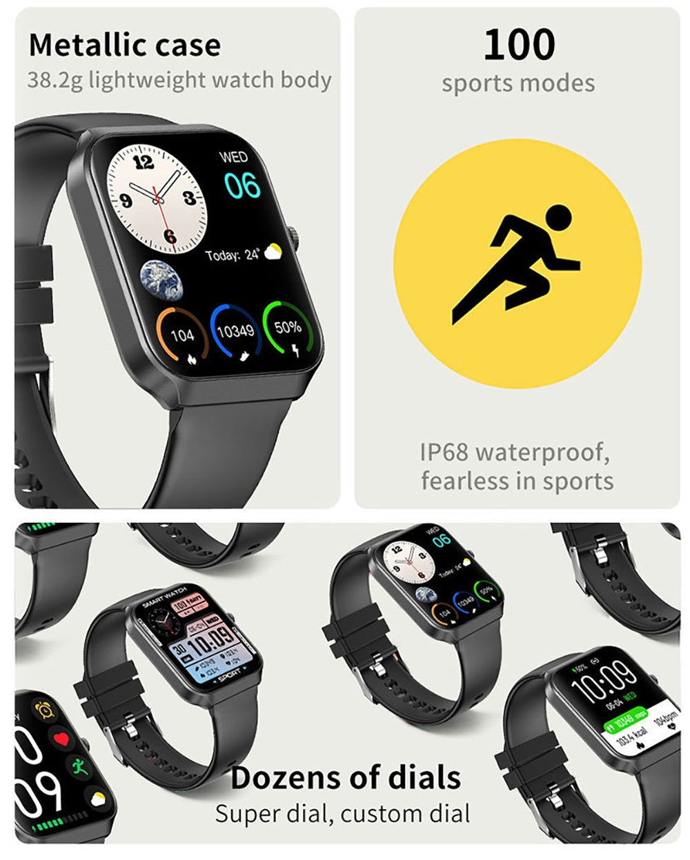 Chytré hodinky NX25, 1,83palcový HD displej, volání přes Bluetooth, monitorování srdeční frekvence, měření kyslíku v krvi během spánku, více sportovních režimů