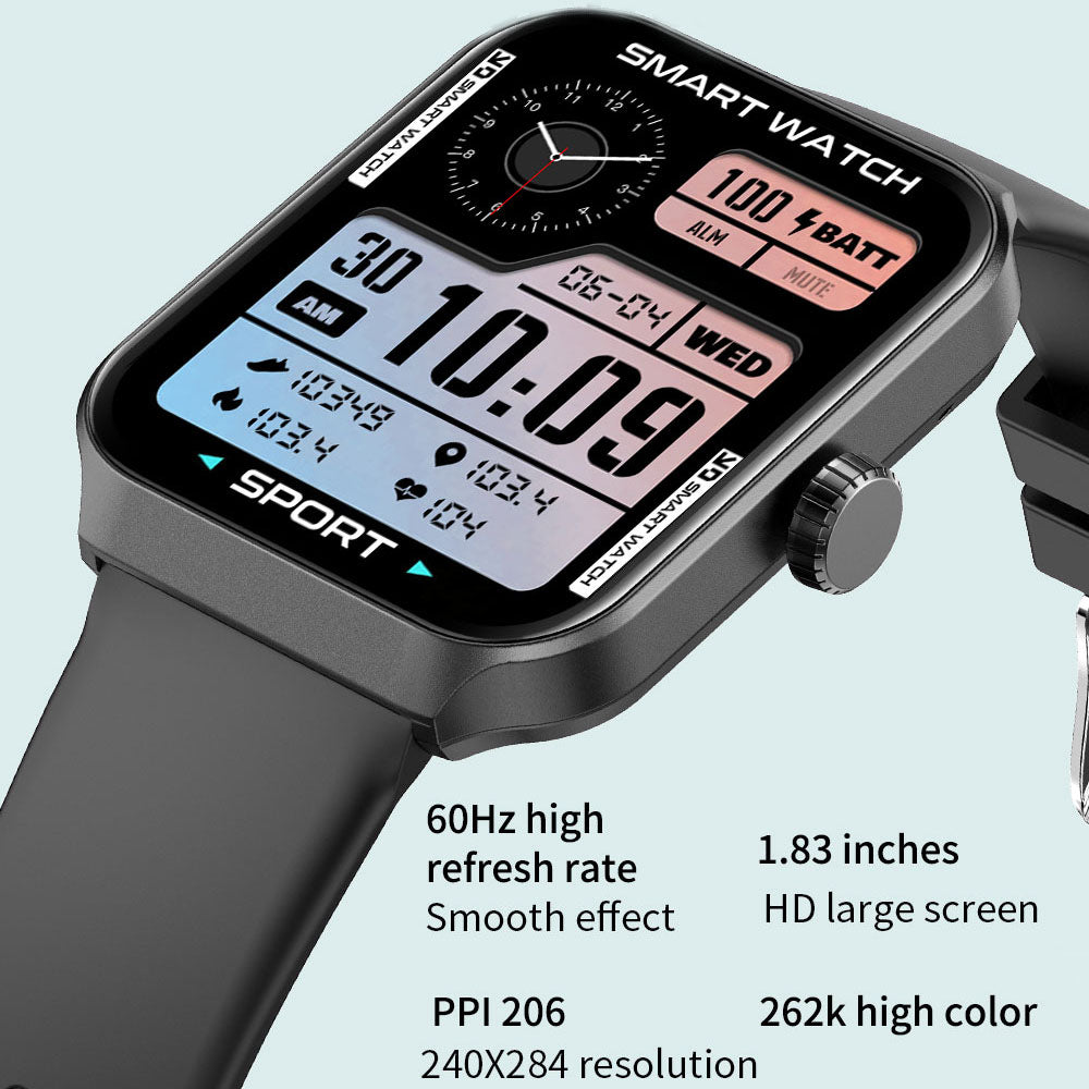 Chytré hodinky NX25, 1,83palcový HD displej, volání přes Bluetooth, monitorování srdeční frekvence, měření kyslíku v krvi během spánku, více sportovních režimů