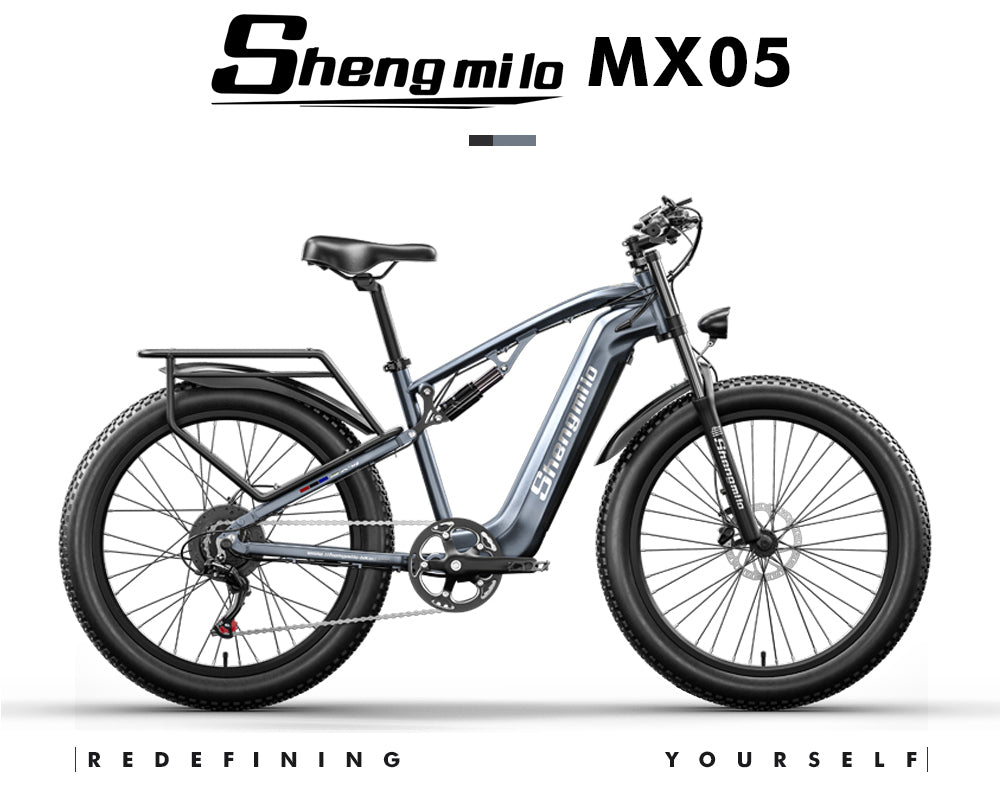 Shengmilo MX05 26palcové horské elektrokolo s tlustými pneumatikami, motor Bafang 500 W, maximální rychlost 42 km/h, baterie 48 V 15 Ah, dojezd 60 km, dvojité olejové kotoučové brzdy