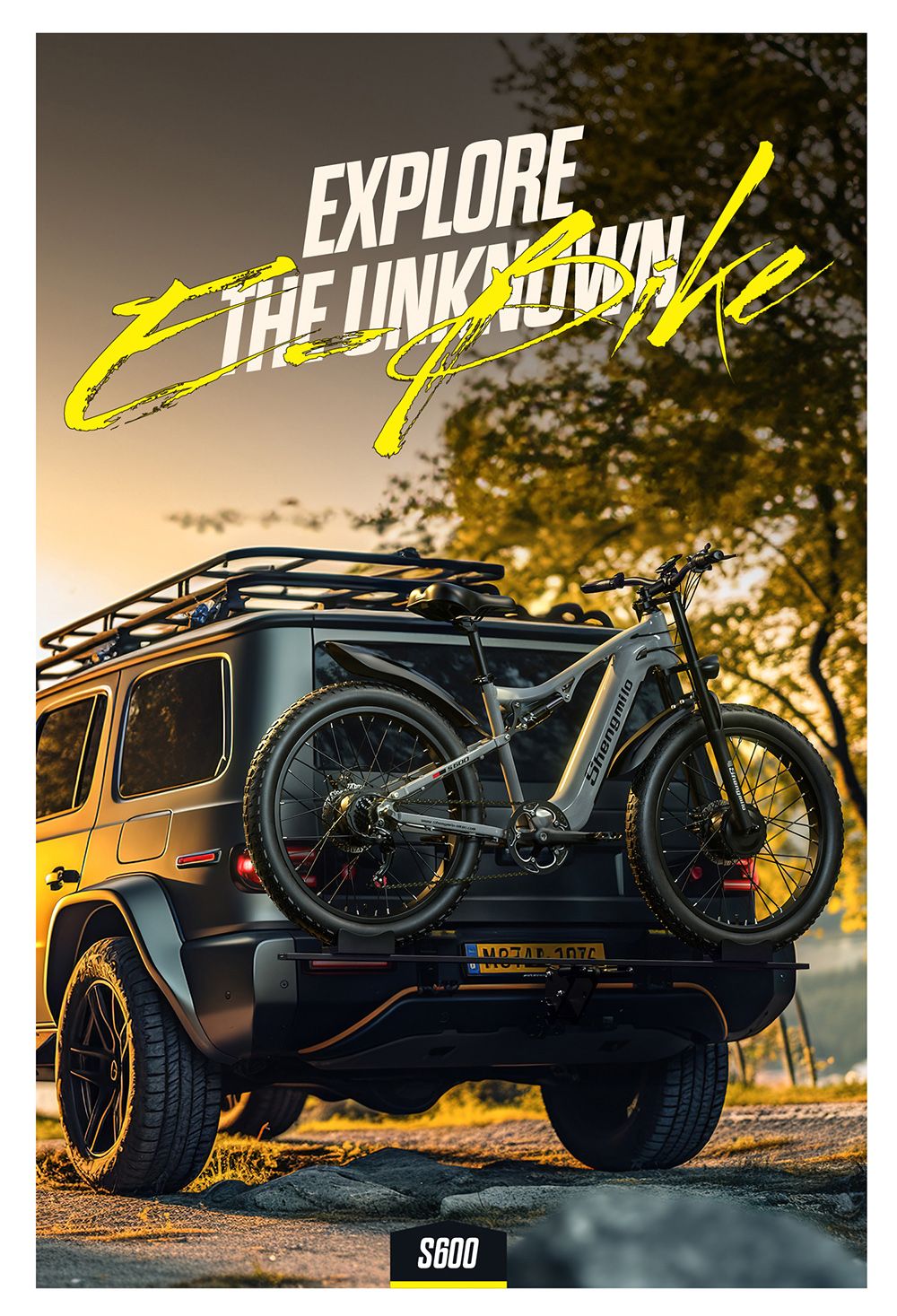 Elektrokolo Shengmilo S600, motor 1000 W*2, baterie 48 V 17,5 Ah, pneumatiky 26 palců, maximální rychlost 42 km/h, maximální dojezd 90 km, mechanická kotoučová brzda, přední vidlice s dvojitým ramenem, zadní tlumič, řazení Shimano 7 rychlostí