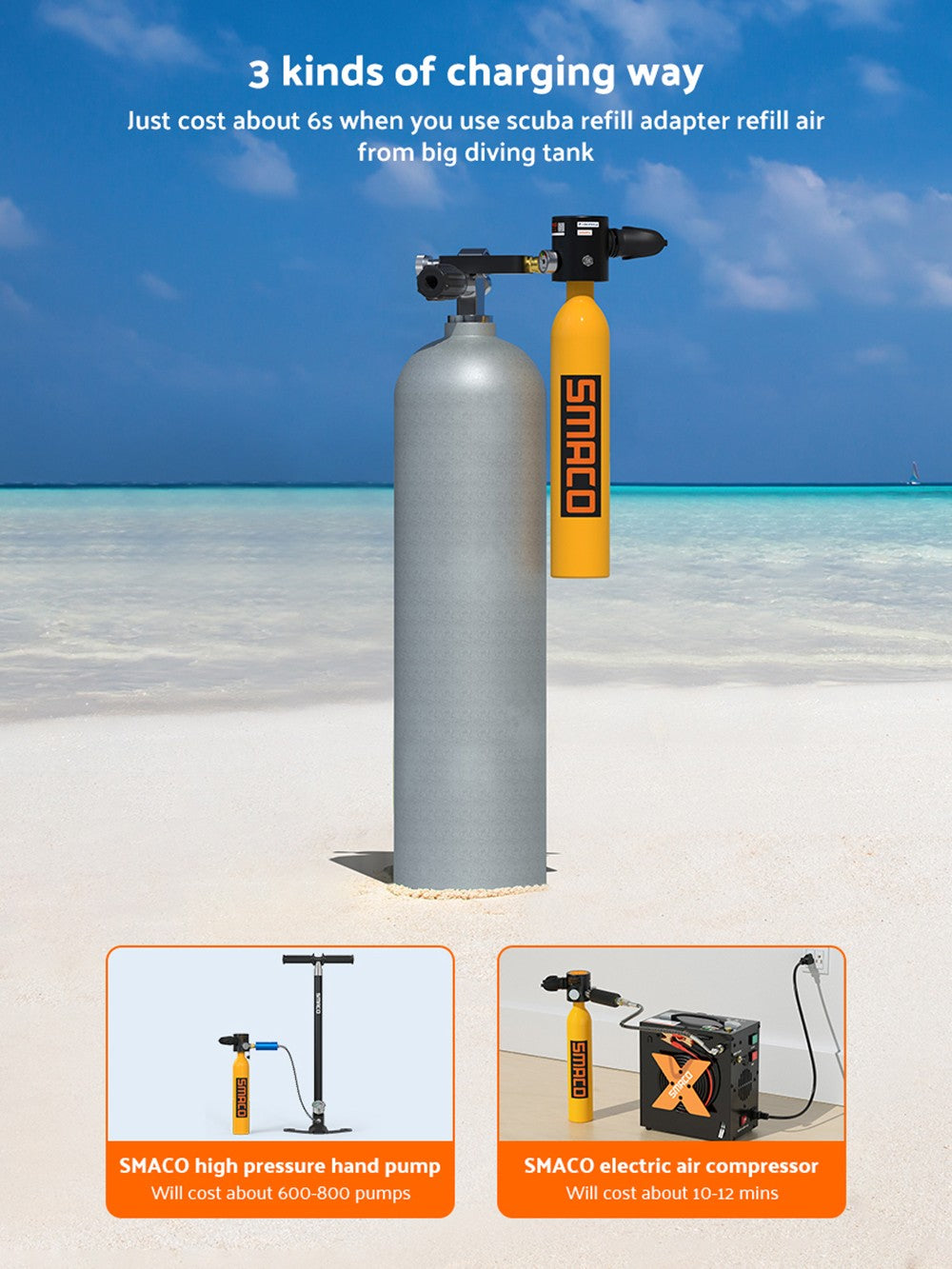 SMACO S300 Plus 0,5l mini potápěčská lahev - černá