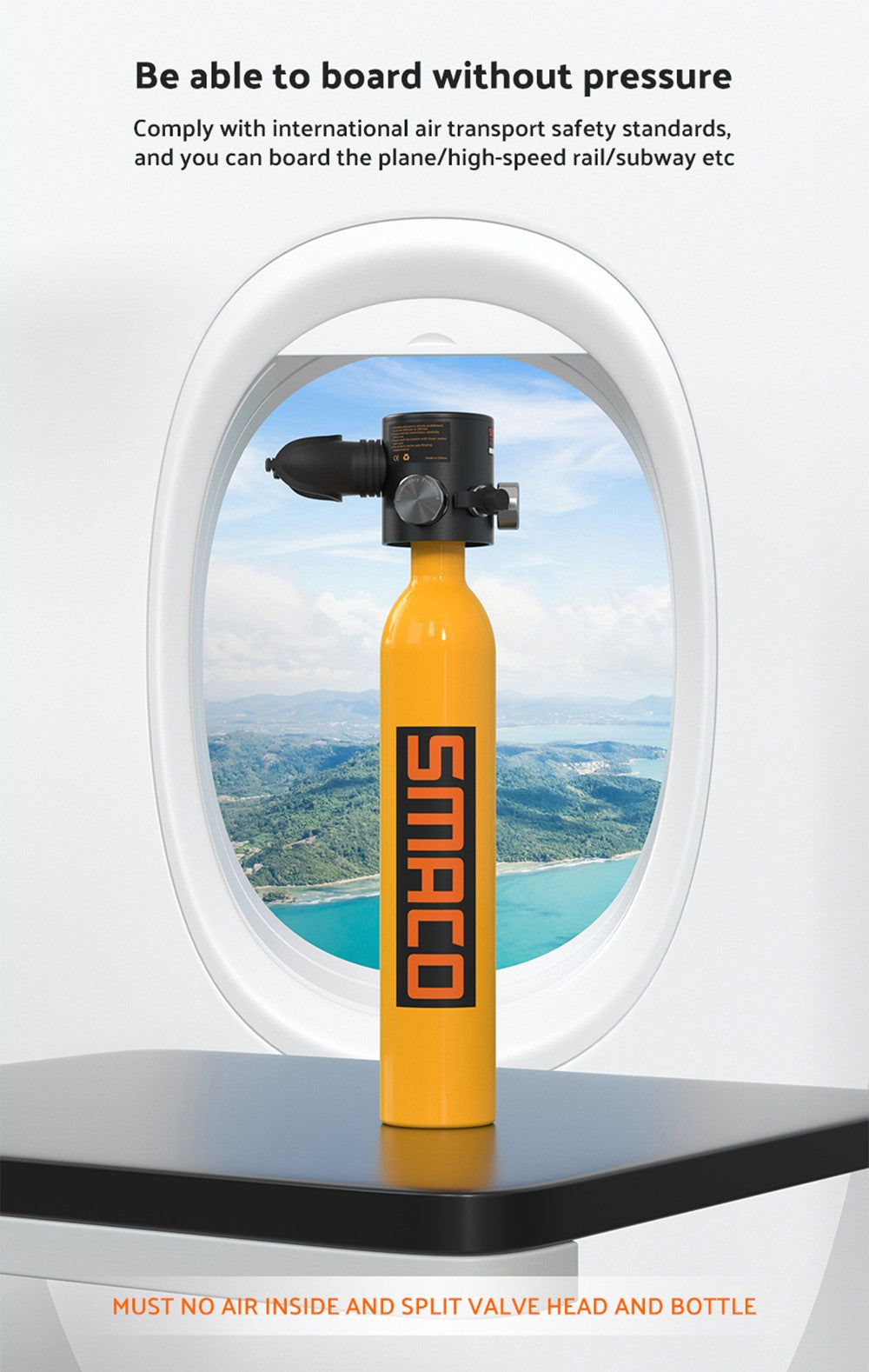 SMACO S300 Plus 0,5l mini potápěčská lahev - černá