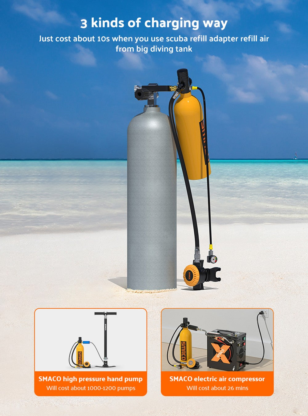 Potápěčská lahev SMACO S400 Pro 1l - černá