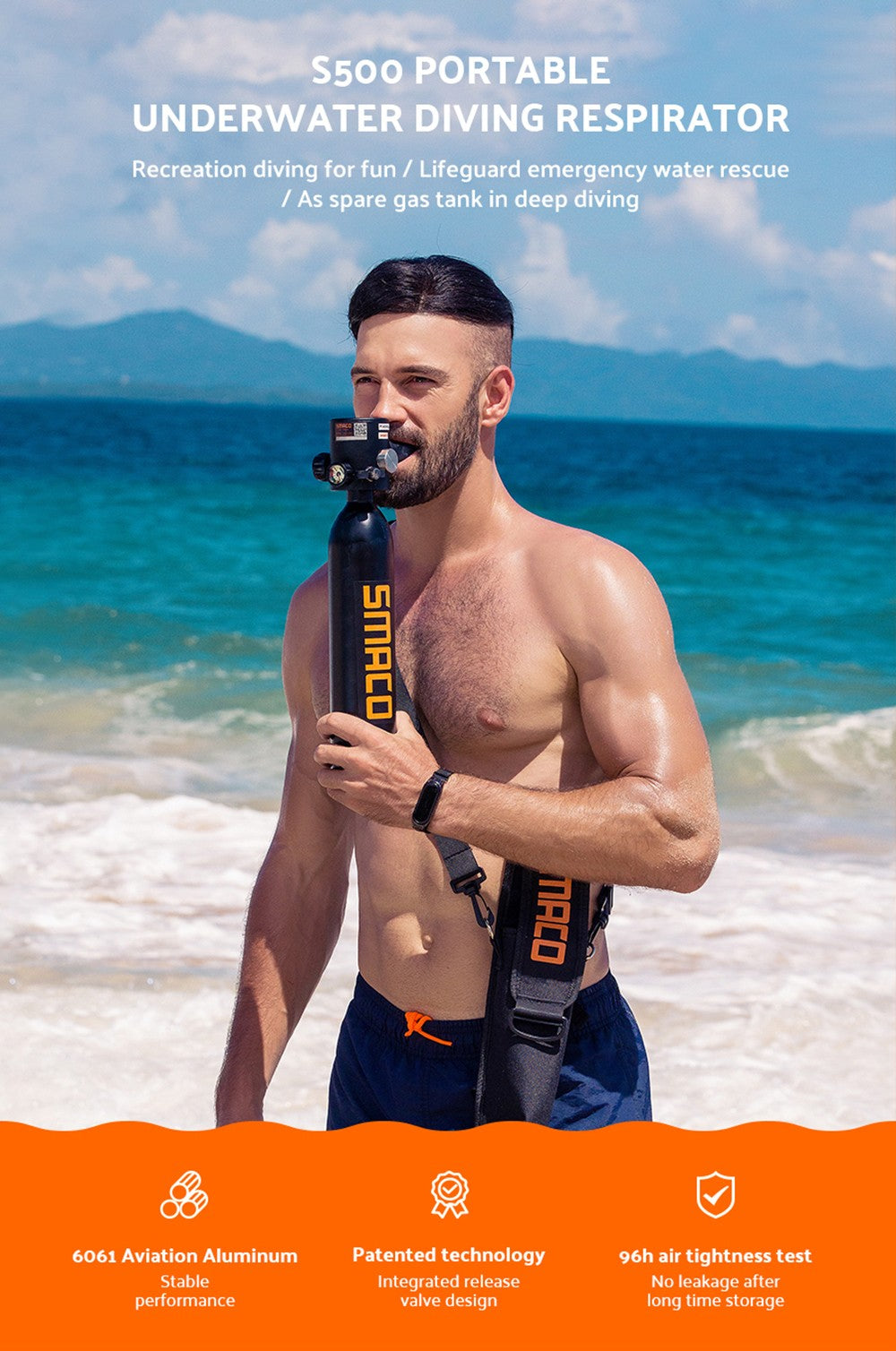 Potápěčská lahev SMACO S500 0,7 l mini - černá