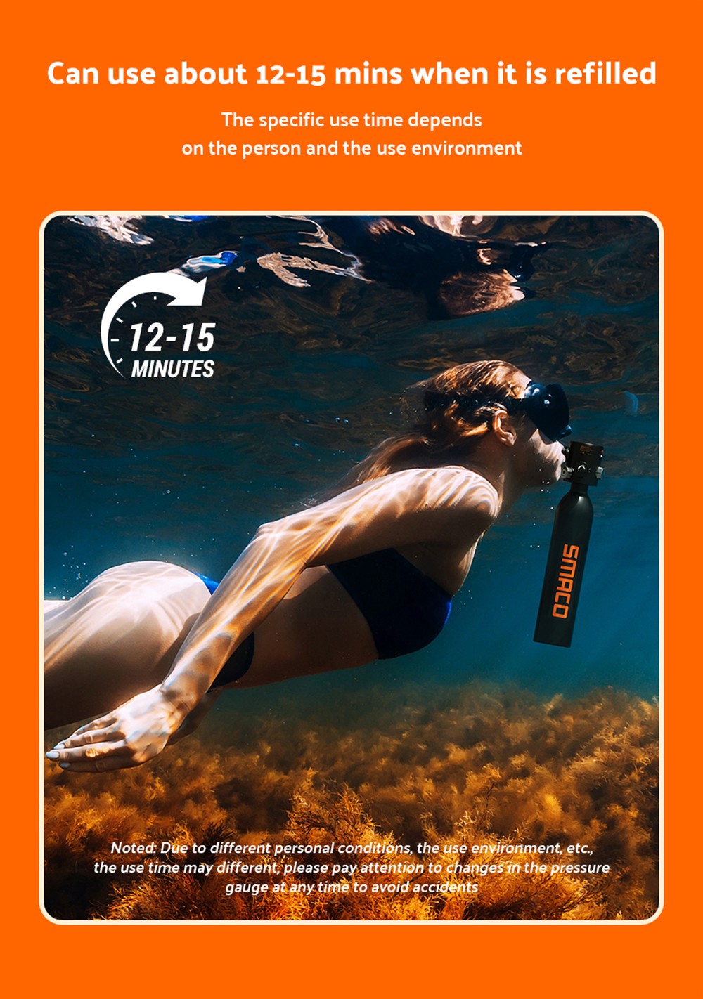 Potápěčská lahev SMACO S500 0,7 l mini - černá