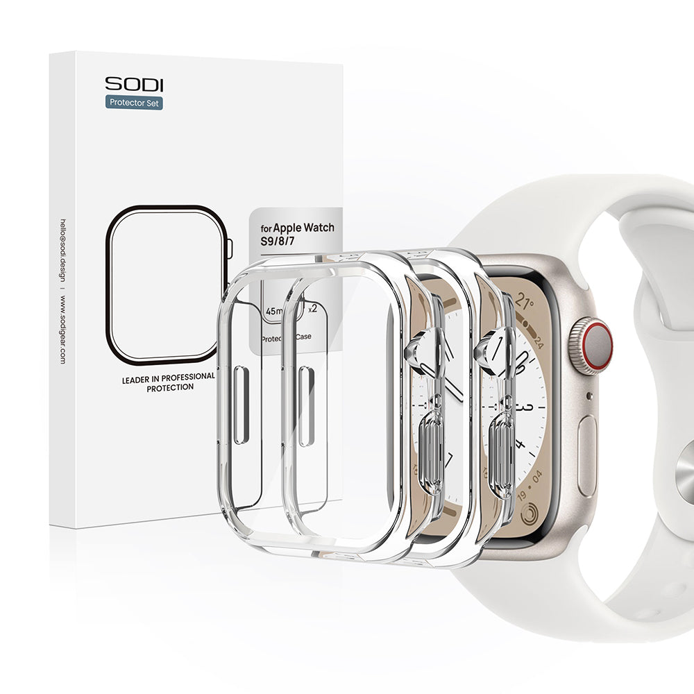 SODI CS04 2 kusy ultratenkých ochranných pouzder proti poškrábání pro Apple Watch S9/S8/S7 (45 mm)