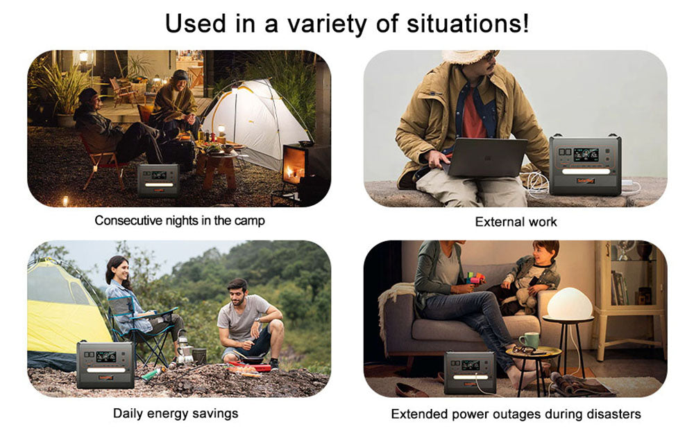 Přenosná elektrárna SolarPlay Q2402M, baterie LiFePO4 2304 Wh 2500 W, vstupní výkon 1100 W, 12 výstupů, plné nabití za 1,5 hodiny