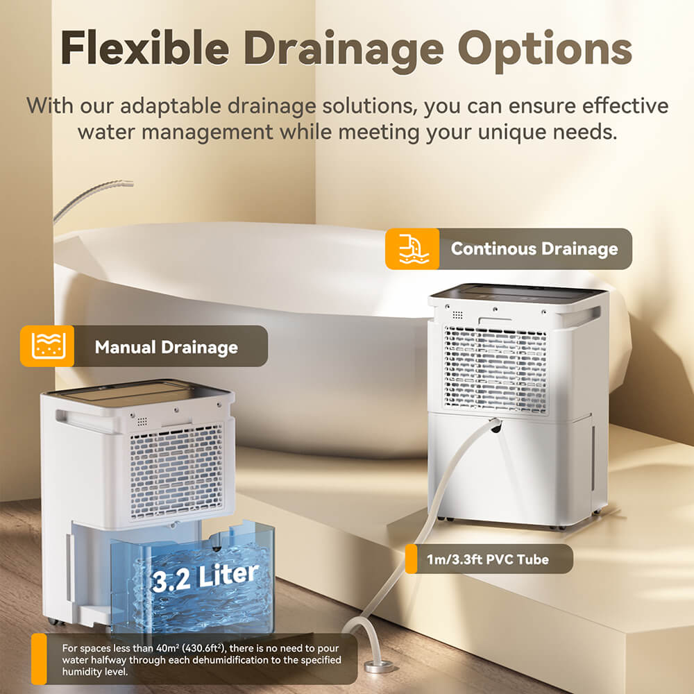 Odvlhčovač Solayce PD12R-02EE s nádrží na vodu o objemu 3,2 l, hlučností 35 dB a chytrým dotykovým panelem