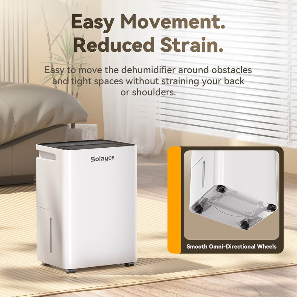 Odvlhčovač Solayce PD16R-02EE s nádrží na vodu o objemu 3,2 l, hlučností 35 dB a chytrým dotykovým panelem
