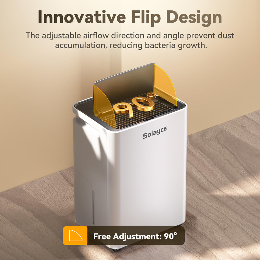 Odvlhčovač Solayce PD16R-02EE s nádrží na vodu o objemu 3,2 l, hlučností 35 dB a chytrým dotykovým panelem