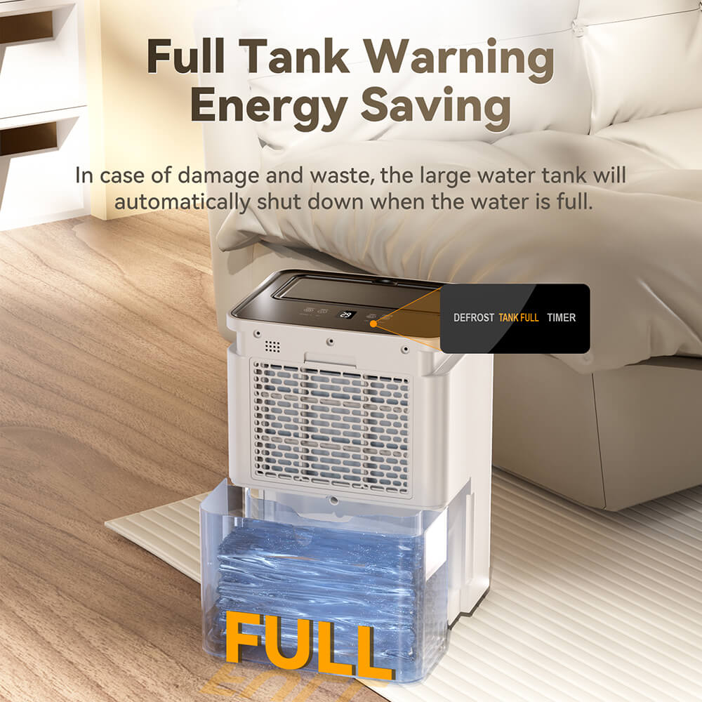 Odvlhčovač Solayce PD16R-02EE s nádrží na vodu o objemu 3,2 l, hlučností 35 dB a chytrým dotykovým panelem