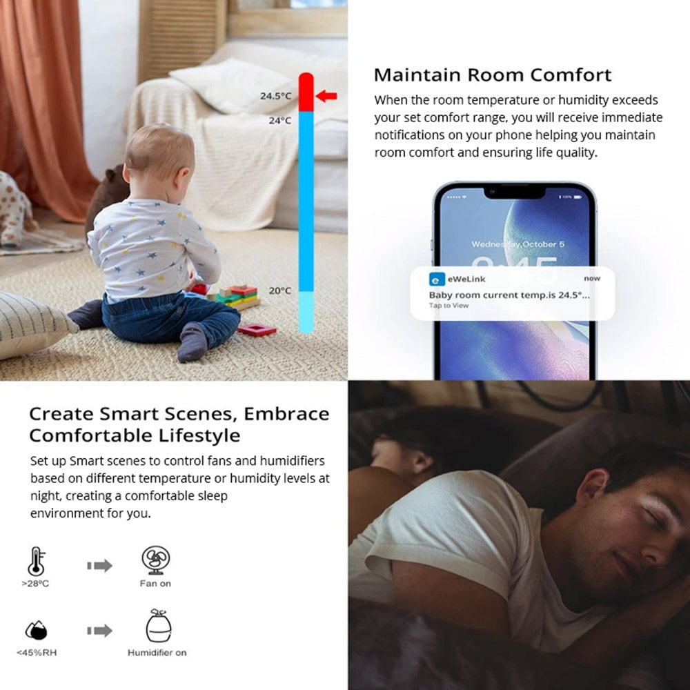 SONOFF SNZB-02P ZigBee senzor teploty a vlhkosti pracuje s Alexou Google Home