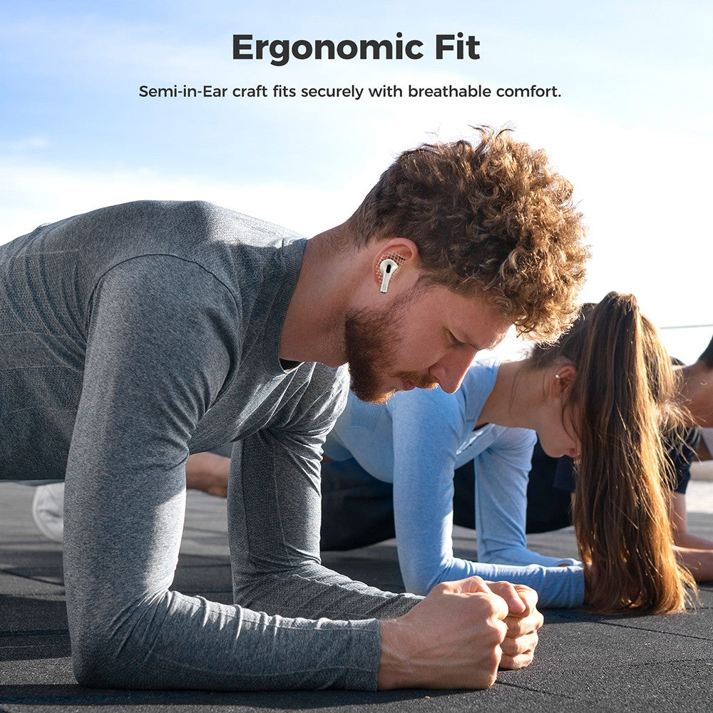 Sluchátka SOUNARC Q3, Bluetooth 5.3, vodotěsnost IPX5, až 20 hodin přehrávání - béžová