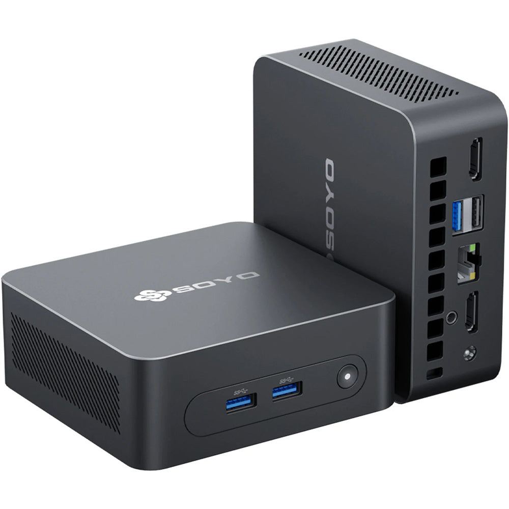 Mini PC SOYO M2 Plus2, procesor Intel Alder Lake N100 12. generace až 3,4 GHz, 16 GB DDR4 512 GB SATA M.2 2280 SSD, dva displeje 4K@60Hz, HDMI, WiFi 5 a Bluetooth 5.0, minipočítač pro firmy, vzdělávání a kancelář