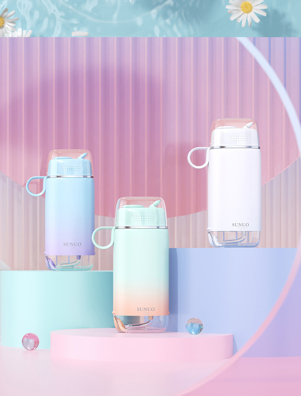 SUNUO C3 PRO Inteligentní vizuální ústní irigátor Zubní myčka s UV sterilizací, 5MP HD kamerou, WiFi připojením, vodotěsností IPX7 - bílá