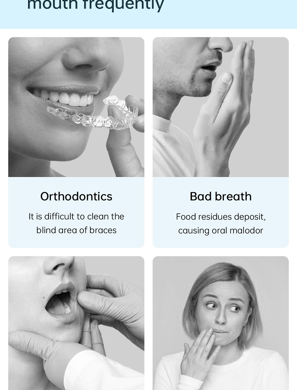 SUNUO C3 PRO Inteligentní vizuální ústní irigátor Zubní myčka s UV sterilizací, 5MP HD kamerou, WiFi připojením, vodotěsností IPX7 - bílá