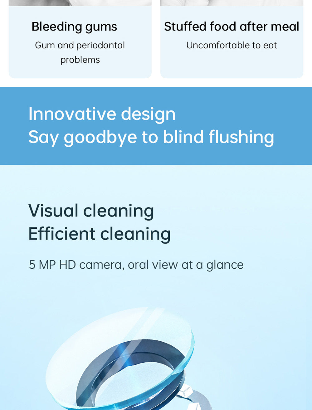 SUNUO C3 PRO Inteligentní vizuální ústní irigátor Zubní myčka s UV sterilizací, 5MP HD kamerou, WiFi připojením, vodotěsností IPX7 - bílá