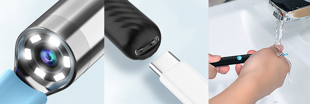 SUNUO X6 Inteligentní vizuální čistič uší Odstraňování ušního mazu, 500W pixelová kamera, silikonové ušní koncovky, 6osý gyroskop, vodotěsnost IP67, WiFi připojení - černá