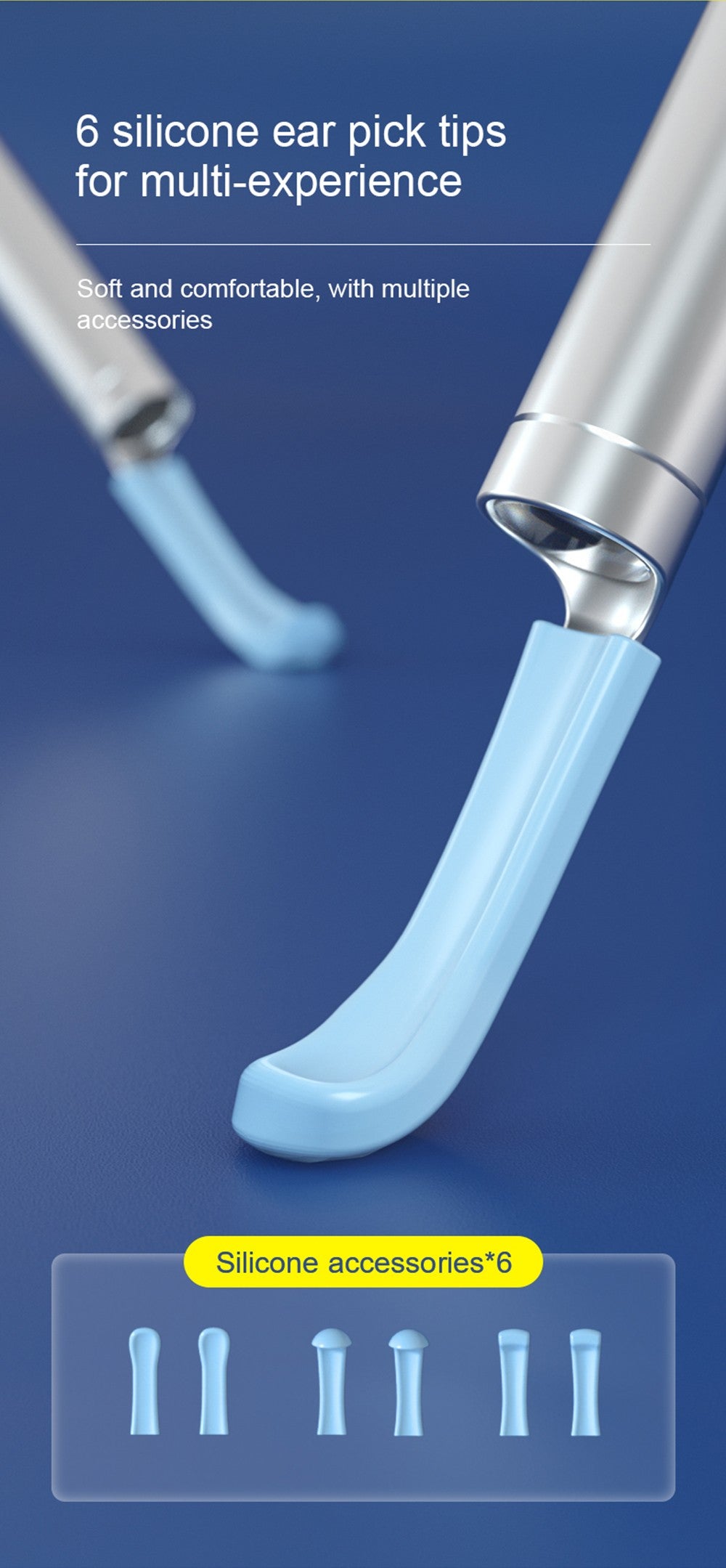 SUNUO X8 Chytrý vizuální čistič uší, odstraňování akné, 5MP HD kamera, 6osý gyroskop, silikonové nástavce do uší, WiFi připojení