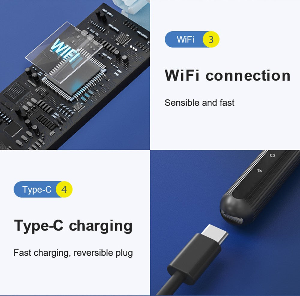 SUNUO X8 Chytrý vizuální čistič uší, odstraňování akné, 5MP HD kamera, 6osý gyroskop, silikonové nástavce do uší, WiFi připojení