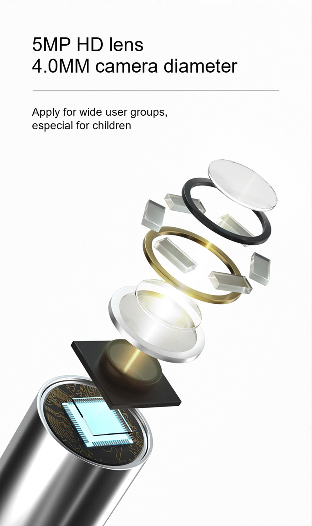 SUNUO X8 Chytrý vizuální čistič uší, odstraňování akné, 5MP HD kamera, 6osý gyroskop, silikonové nástavce do uší, WiFi připojení