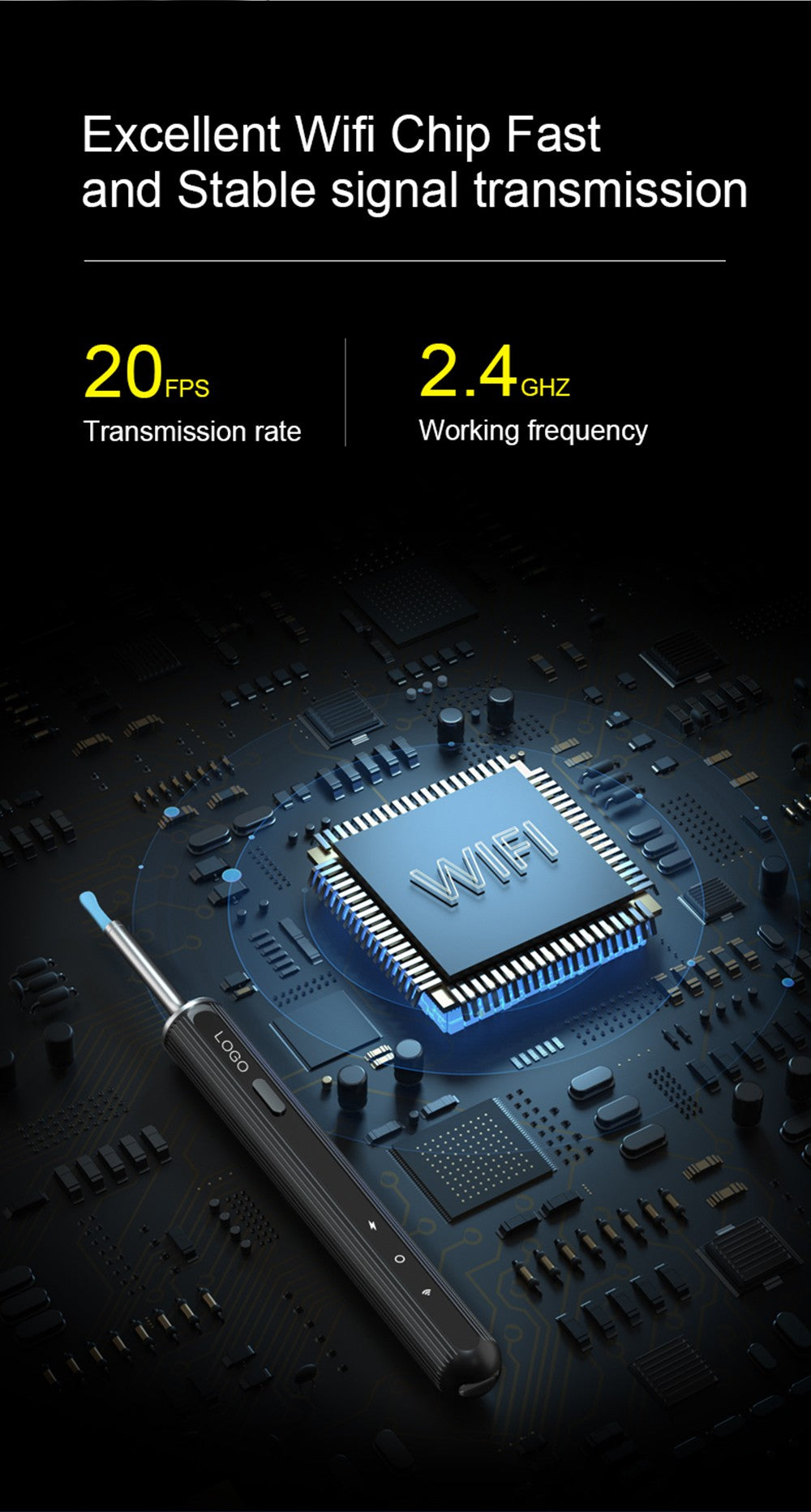 SUNUO X8 Chytrý vizuální čistič uší, odstraňování akné, 5MP HD kamera, 6osý gyroskop, silikonové nástavce do uší, WiFi připojení