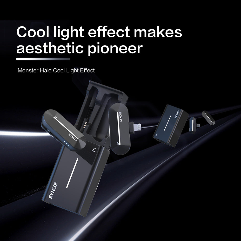 Bezdrátový kondenzátorový mikrofon SYNCO P1S pro zařízení Android s konektorem Type-C, automatické párování kontaktů, přenos 150 m - přijímač Type-C