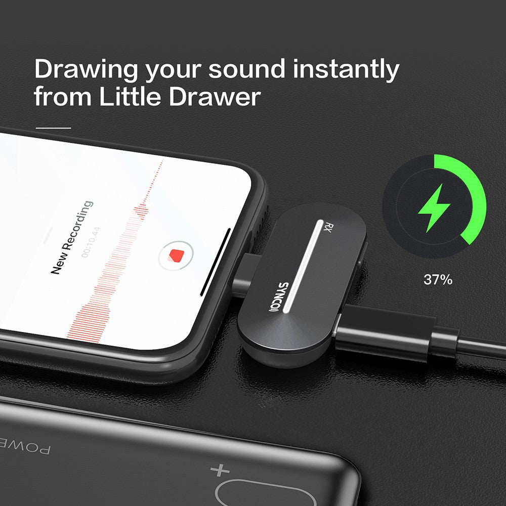 Bezdrátový kondenzátorový mikrofon SYNCO P1S pro zařízení Android s konektorem Type-C, automatické párování kontaktů, přenos 150 m - přijímač Type-C
