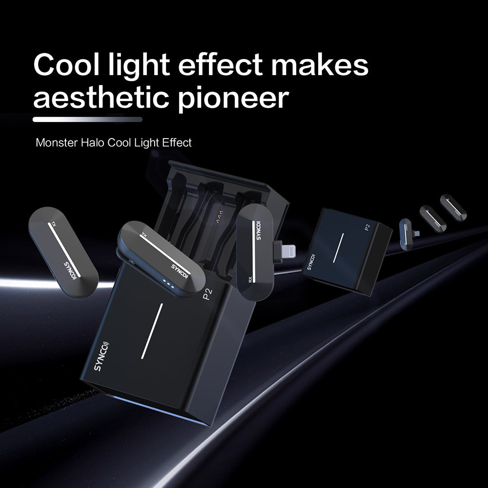 Bezdrátový kondenzátorový mikrofon SYNCO P2S pro zařízení Android s konektorem Type-C, automatické párování, přenos 150 m, rychlé nabíjení - přijímač s konektorem Type-C