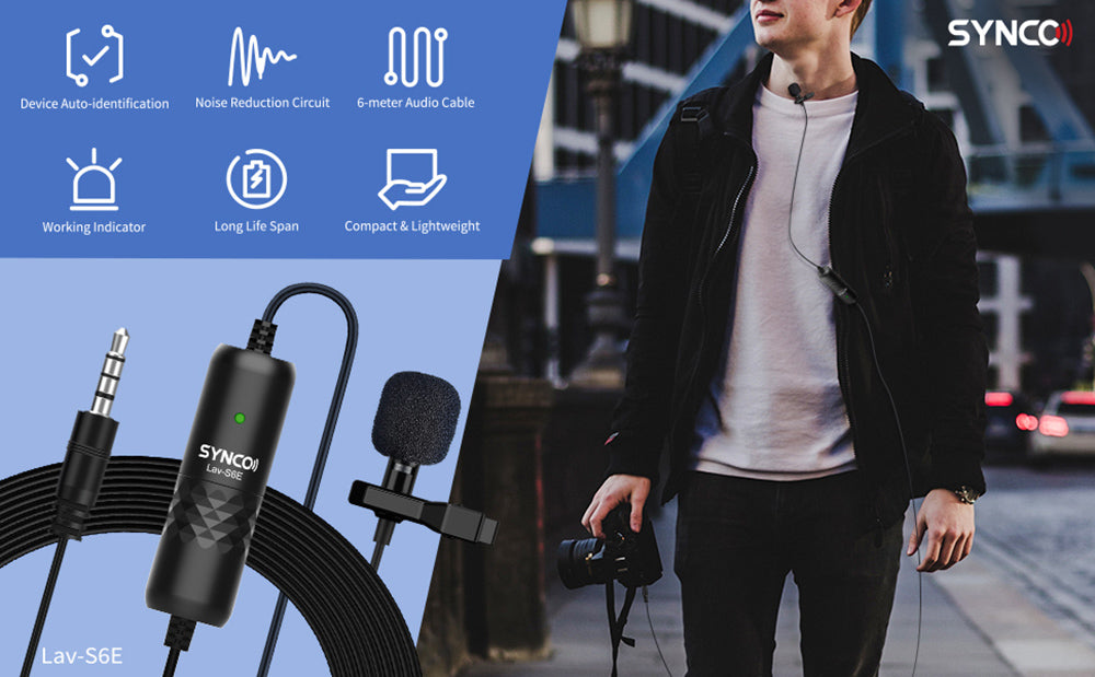 SYNCO S6E všesměrový nahrávací klopový mikrofon