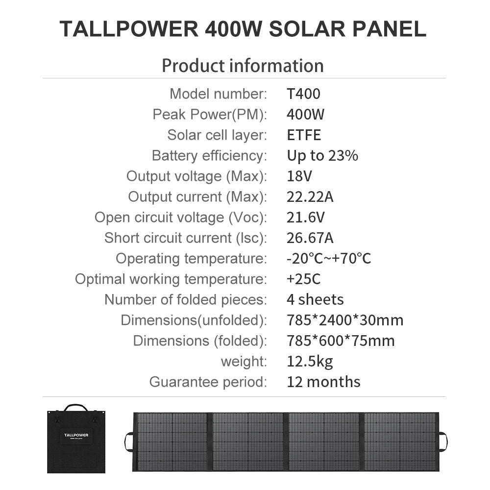 Přenosný solární panel TALLPOWER TP400 400W