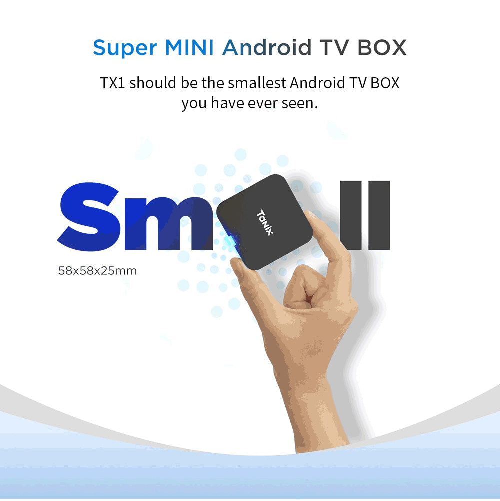 Mini TV box TANIX TX1, Android 10, Allwinner H313, vestavěná WiFi, 1GB RAM 8GB ROM, podpora 4K dekódování, 1*AV, 1*HDMI, 1*USB 2.0