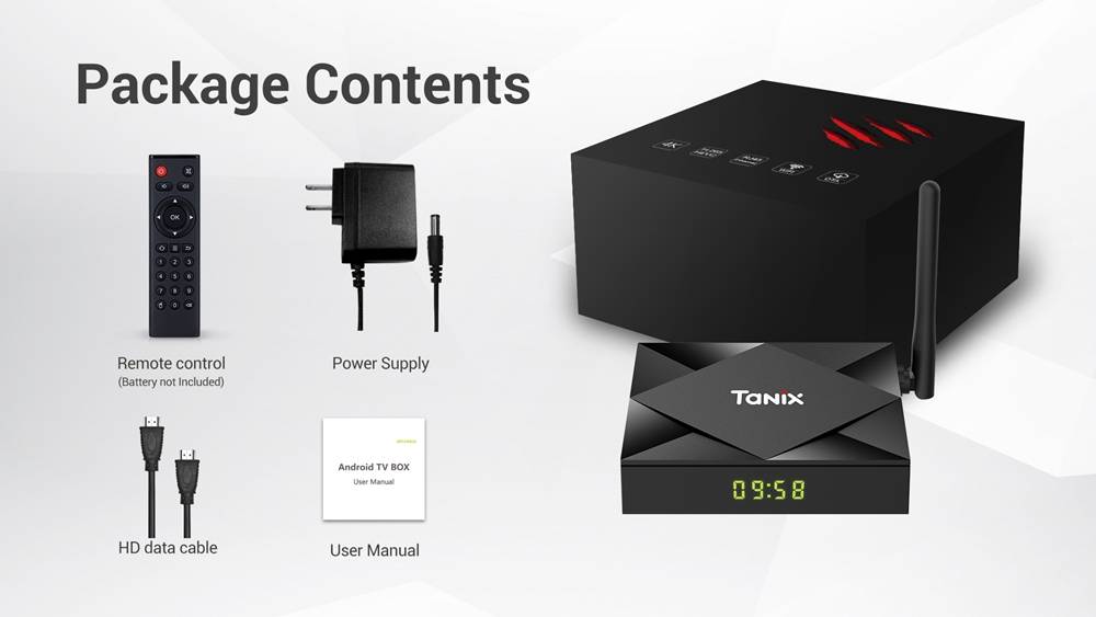 TV box TANIX TX6S s Androidem 10.0, AllWinner H616, 4 GB DDR3 RAM, 64 GB eMMC ROM, 2.4/5.8G, duální WiFi, 100 Mbps LAN, USB 2.0