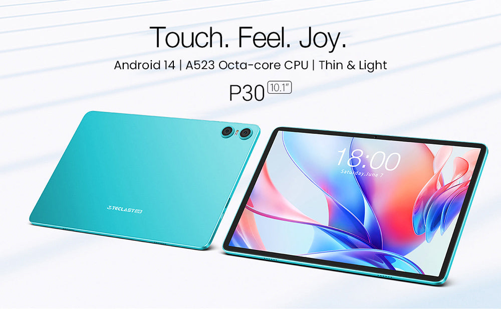 Tablet Teclast P30 10,1 palce, Android 14, 4 GB RAM 64 GB ROM, 5MP AI duální fotoaparát, rozlišení 1280x800, Qcta-Core, baterie 6000 mAh, Type-C/GMS/WiFi/Bluetooth/3,5mm Jack