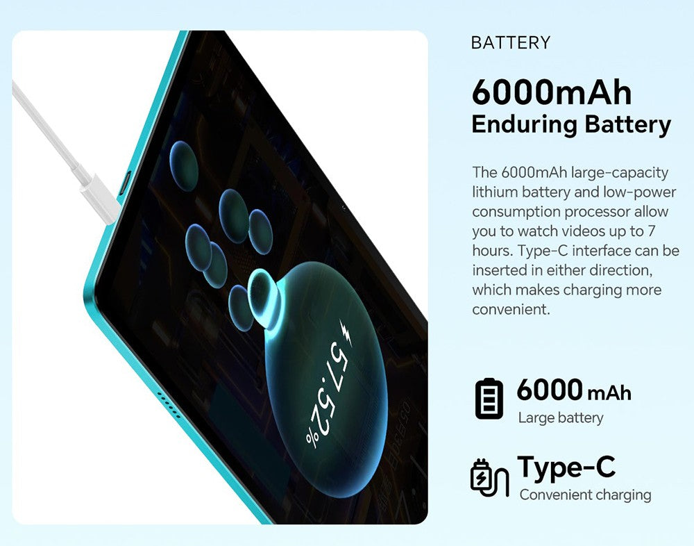 Tablet Teclast P30 10,1 palce, Android 15, 4 GB RAM 64 GB ROM, 5MP AI duální fotoaparát, rozlišení 1280x800, Qcta-Core, baterie 6000 mAh, Type-C/GMS/WiFi/Bluetooth/3,5mm Jack