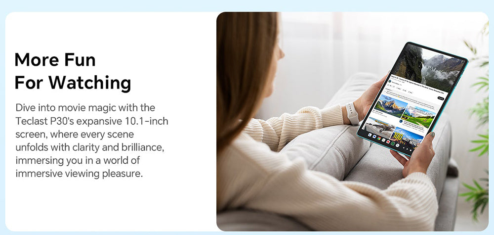 Tablet Teclast P30 10,1 palce, Android 15, 4 GB RAM 64 GB ROM, 5MP AI duální fotoaparát, rozlišení 1280x800, Qcta-Core, baterie 6000 mAh, Type-C/GMS/WiFi/Bluetooth/3,5mm Jack
