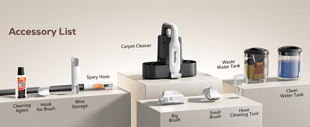 Vysavač na koberce Teendow C5, výkonný sací tlak 11 kPa, nízká hlučnost ≤80 dB, velká nádrž na vodu o objemu 1500 ml