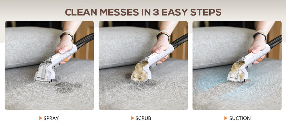 Vysavač na koberce Teendow C5, výkonný sací tlak 11 kPa, nízká hlučnost ≤80 dB, velká nádrž na vodu o objemu 1500 ml