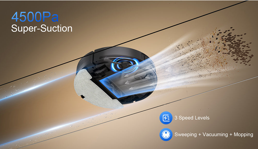 Robotický vysavač a mop Teendow D10S MAX 2 v 1 s automatickým vyprazdňováním, výkonným sacím tlakem 4500 Pa a inteligentním mapováním