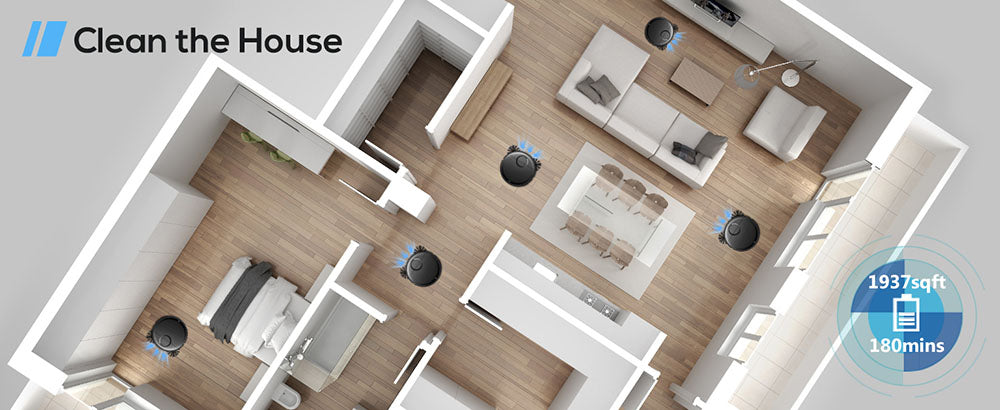 Robotický vysavač a mop Teendow T7S, výkonný sací výkon 2000 Pa, nádrž na vodu o objemu 230 ml, chytrá aplikace a hlasové ovládání, doba provozu 100 minut, samonabíjení, 4 režimy úklidu, obcházení překážek, ideální pro majitele domácích mazlíčků