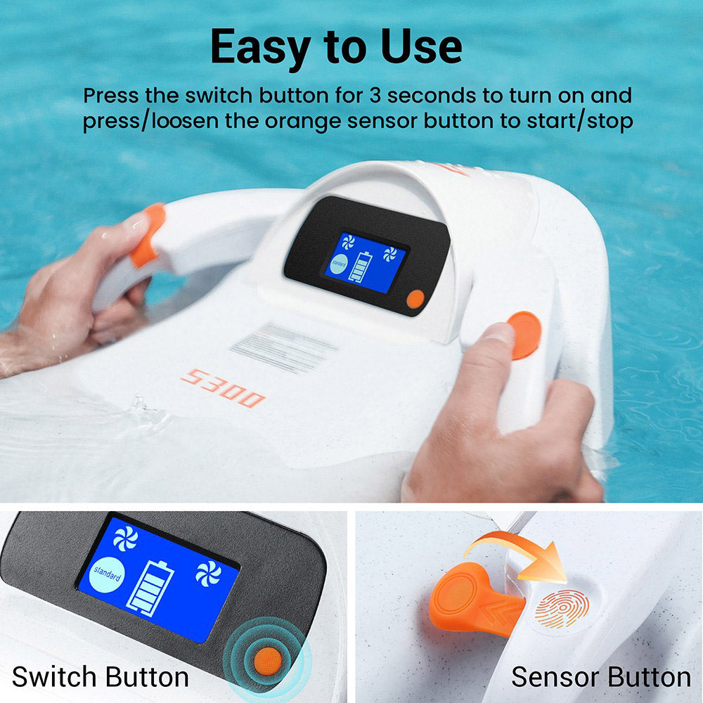 Elektrický surfovací prkno TESMOTO S300, motor 3200 W, dvourychlostní režimy, až 80 minut přehrávání, vodotěsnost IP68