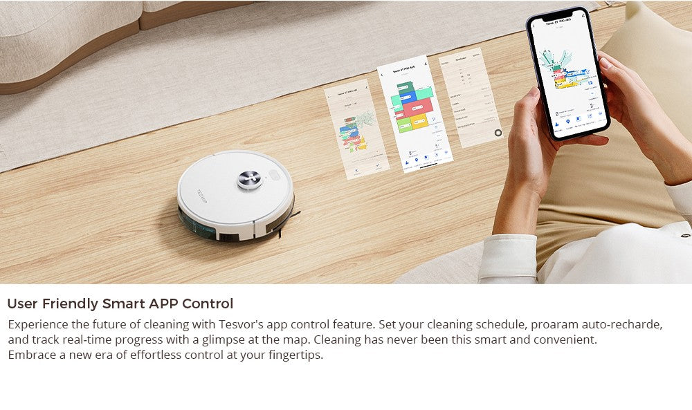 Robotický vysavač Tesvor S7 Pro AES s automatickým vyprazdňováním, funkcí mopu, sacím tlakem 6000 Pa, laserovou navigací, nádobou na prach o objemu 600 ml, sáčkem na prach o objemu 2,8 l, výdrží 180 minut, ovládáním aplikací / dálkovým ovládáním - bílý
