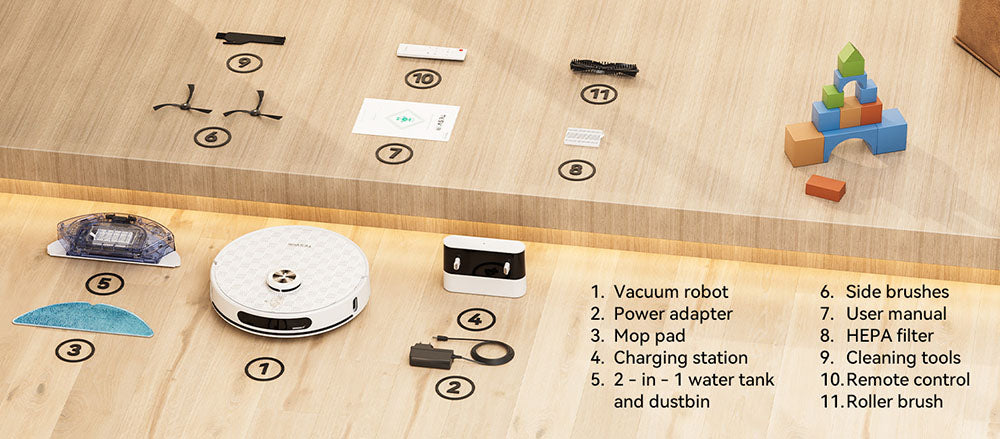 Robotický vysavač Tesvor S8 Pro 2 v 1 s funkcí stírání, sacím tlakem 6000 Pa, navigací LiDAR, dobou provozu 240 minut, ovládáním pomocí aplikace/Alexy