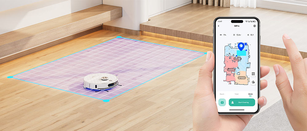 Robotický vysavač Tesvor S8 Pro 2 v 1 s funkcí stírání, sacím tlakem 6000 Pa, navigací LiDAR, dobou provozu 240 minut, ovládáním pomocí aplikace/Alexy