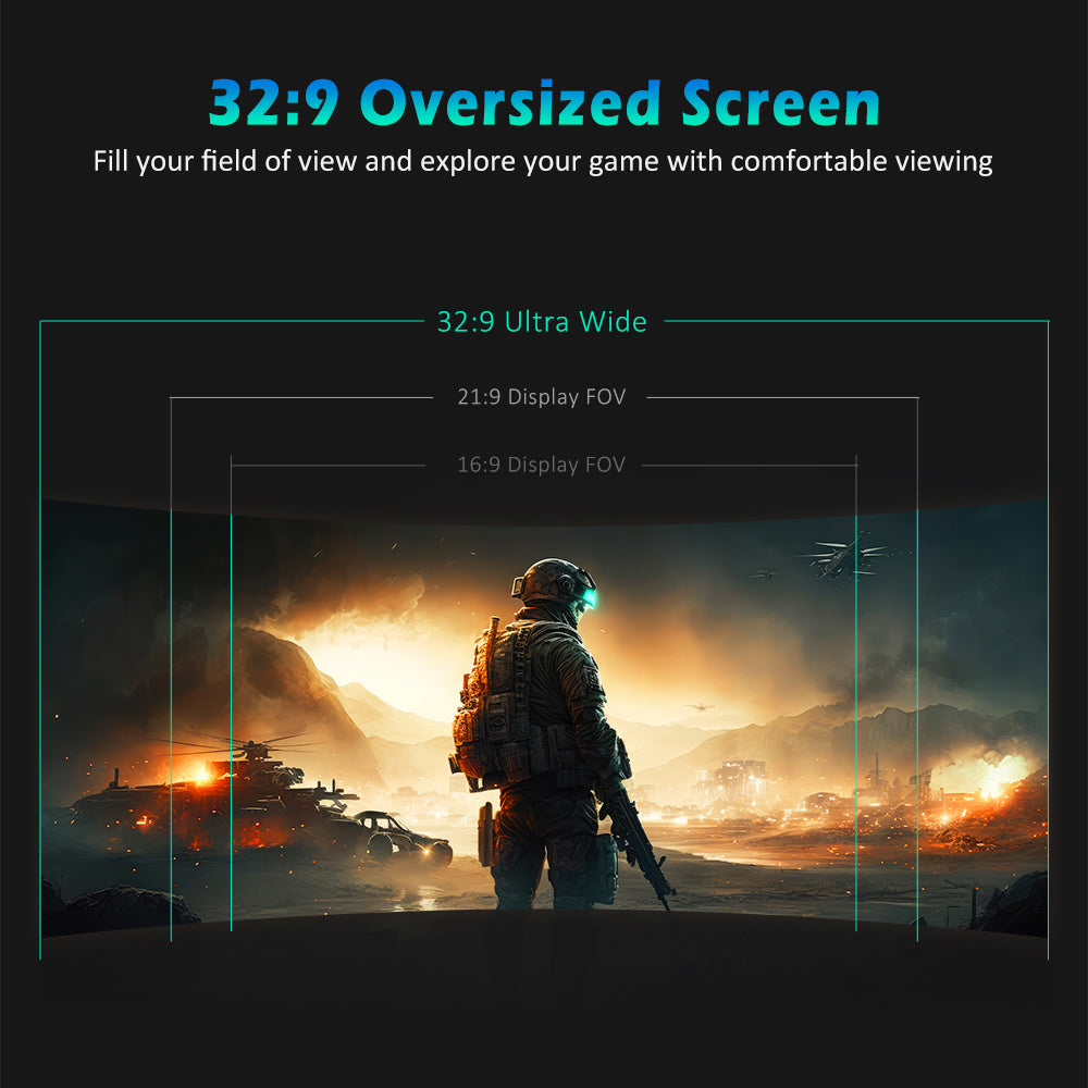 Herní monitor TITAN ARMY C49SHC 49 palců, 3840*1080 CSOT HVA panel, nadměrně velká zakřivená obrazovka 32:9, vysoká obnovovací frekvence 144 Hz, inteligentní rozdělená obrazovka PIP/PBP, adaptivní synchronizace, 1*HDMI 2.0, 1*DP 1.4, 1*USB-C s plnými funkcemi, 1*USB-B, 2*USB-A, zpětné nabíjení 65 W