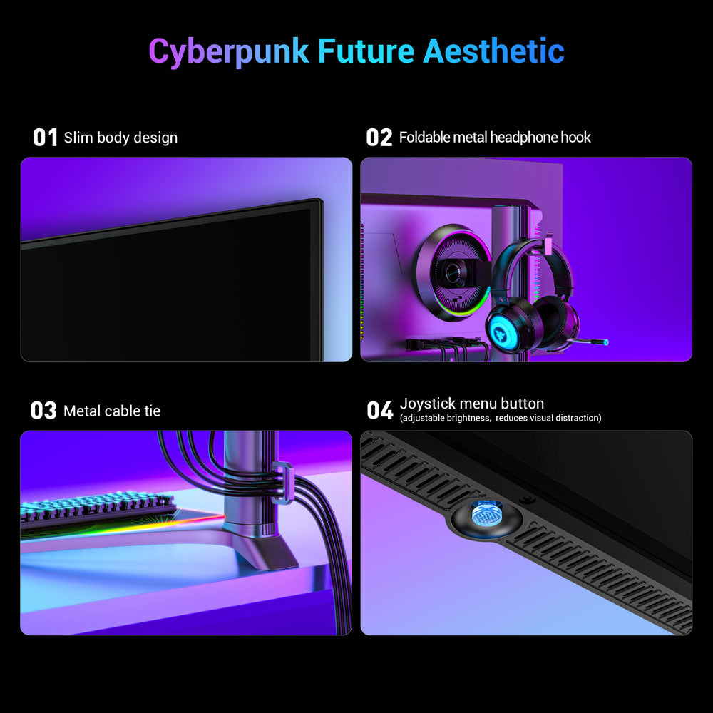 Herní monitor TITAN ARMY G27T8T, 26,5palcový QD-OLED displej s rozlišením 2560*1440, obnovovací frekvence 360 ​​Hz, GTG odezva 0,03 ms, 1000 nitů, HDR 400, Adaptive-Sync, herní asistent, nabíjení 65 W přes Type-C, dva reproduktory, ambientní osvětlení, 2x HDMI 2.1, 1x DP 1.4, 1x USB-A, 1x USB-B, 1x audio