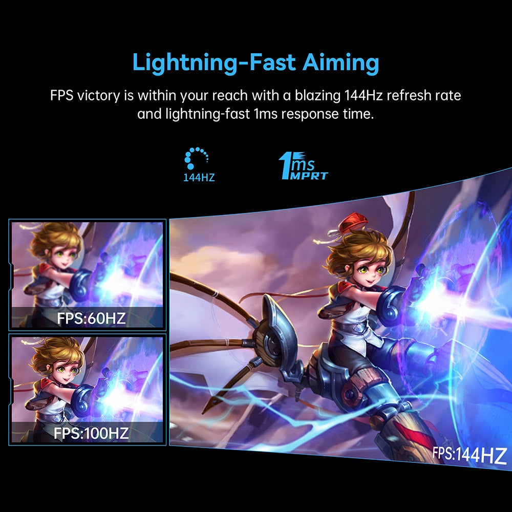 Herní monitor TITAN ARMY N32SQ PLUS se zakřiveným displejem, 31,5palcový panel 1500R 16:9 VA, obnovovací frekvence 144 Hz, rozlišení 2560x1440, 99% pokrytí sRGB, doba odezvy 1 ms MPRT, low-blue, podpora herního režimu FPS/RTS, 2x HDMI 2.0, 2x DP 1.4, 1x audio, nastavení náklonu s montáží na zeď