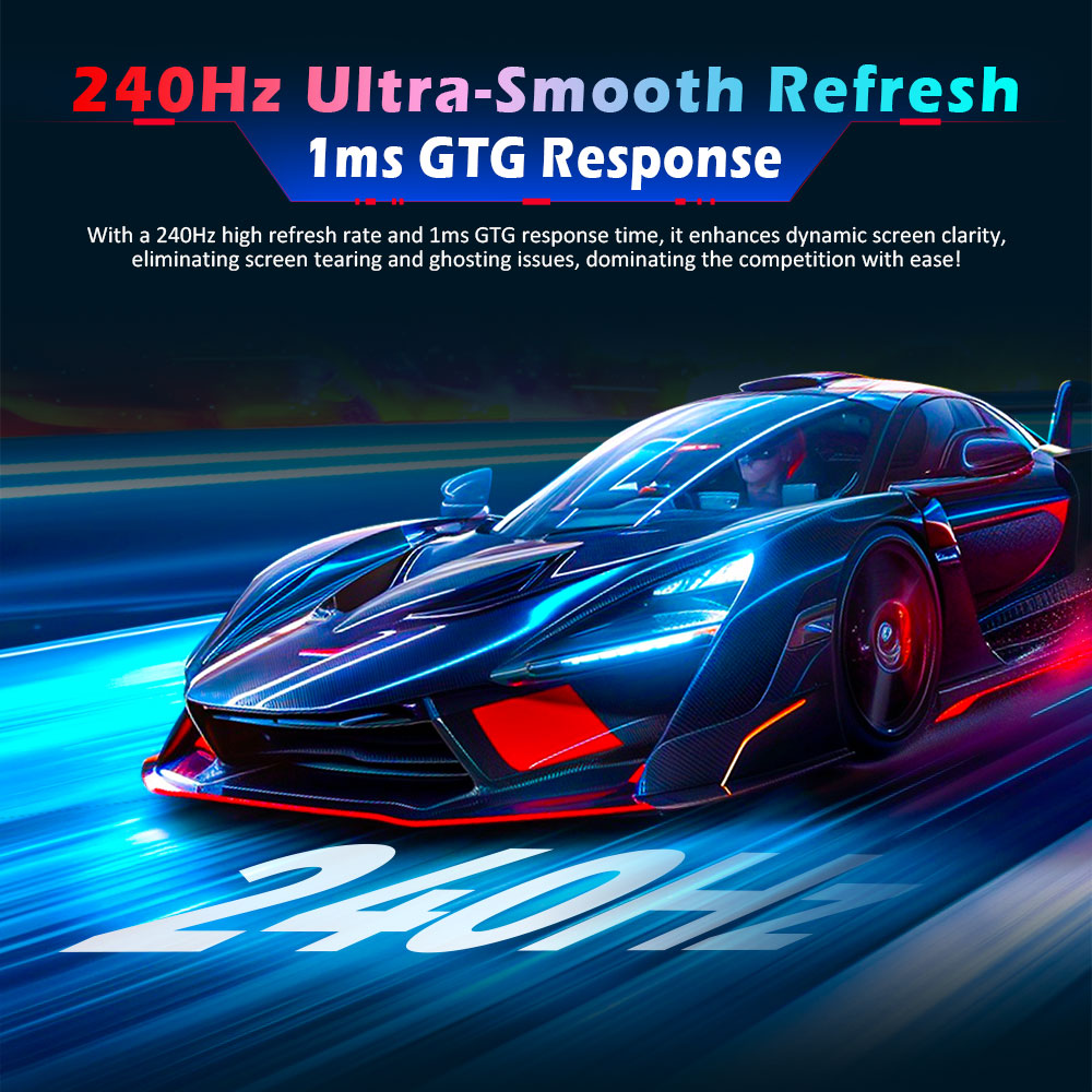 Herní monitor TITAN ARMY P2510H, 24,5" 2HVA Fast LCD panel, 1920*1080, obnovovací frekvence 240 Hz, 1 ms GTG, HDR10, 99 % sRGB, Adaptive-Sync, Dynamic OD, ultrarychlý herní režim, 10 scénických režimů, rozdělená obrazovka PBP a PIP, nízká hladina modrého světla, montáž na stěnu VESA