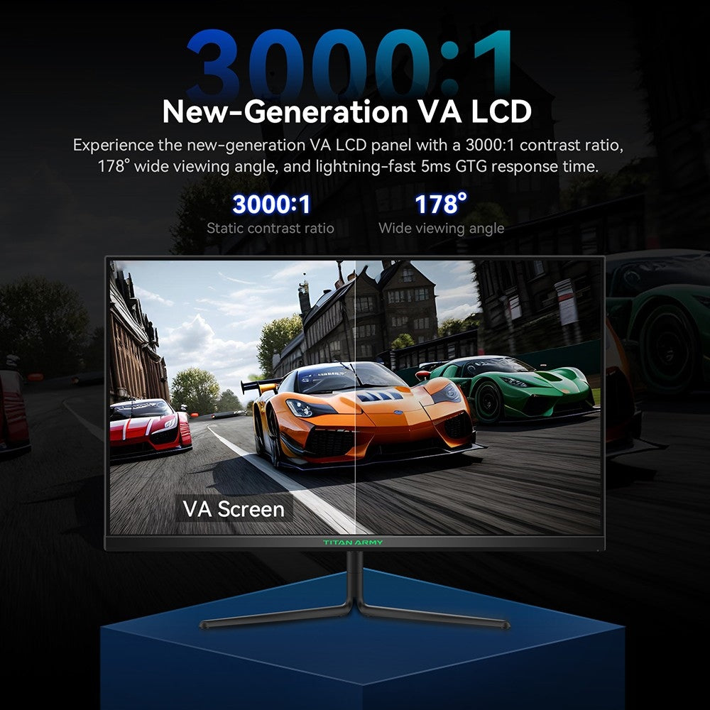 Herní monitor TITAN ARMY P25A2H, 25palcová obrazovka s rozlišením 1920x1080 FHD, obnovovací frekvence 240 Hz, MPRT 1 ms, adaptivní synchronizace, pozorovací úhel 178°, barevný gamut 95 % DCI-P3, podpora herního režimu FPS/RTS, PIP a PBP displej, nízká hladina modrého světla, montáž na zeď