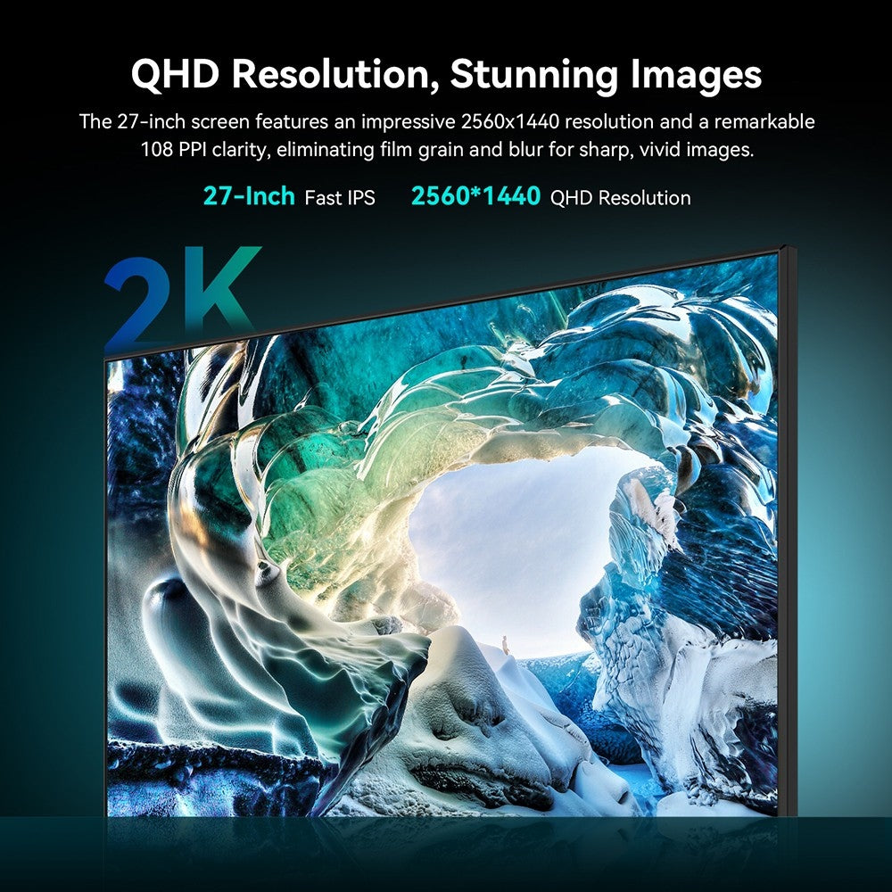 27palcový herní monitor TITAN ARMY P27A2R, rychlý IPS 180Hz Adaptive Sync, 2560*1440 QHD, 1ms GTG, 95% DCI-P3, podpora herního režimu FPS/RTS, Low Blue, 2*HDMI 2.0, 2*DP 1.4, 1*Audio, nastavitelná výška, držák VESA